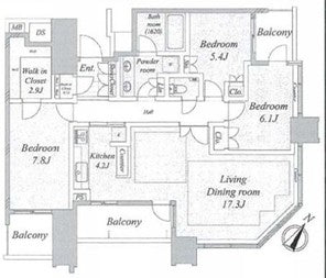 天体ドームのあるタワマン43F角部屋